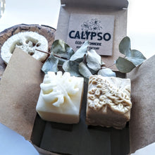 Charger l'image dans la galerie, shampoing solide shampoo bar revitalisant solide conditionner bar coffret box jasmin exotica luffa calypso
