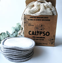 Charger l'image dans la galerie, LINGETTES DÉMAQUILLANTES en fibre de bambou - Soft eye make up remover bamboo wipes - Calypso Éco-savonnerie
