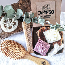 Charger l'image dans la galerie, Ensemble BEAUTÉ CHEVEUX Calypso - kit de départ zéro déchet - zero waste hair beauty box - Calypso Éco-savonnerie
